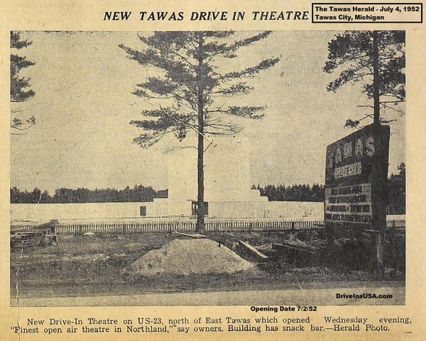 Tawas Drive-In Theatre - Tawas Herald Tawas Drive-In Article July 4 1952 (newer photo)